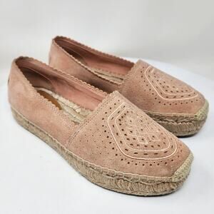 UGG Australia Heidi Espadrille Women 7 Pink Suntan Suede Geometric Perforated